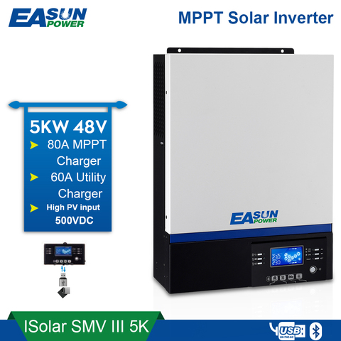 EASUN de alimentación USB Bluetooth 5000 W inversor 500Vdc de entrada PV 230Vac 48 V 80A MPPT Cargador Solar apoyo de vigilancia móvil de Control LCD ► Foto 1/6