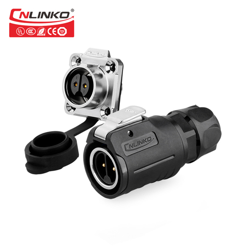 CNLINKO electrónico profesional IP67 barato hombre mujer 12 V 10a de alimentación dc chapados en oro 2 pin de cable de soldadura conector impermeable ► Foto 1/1