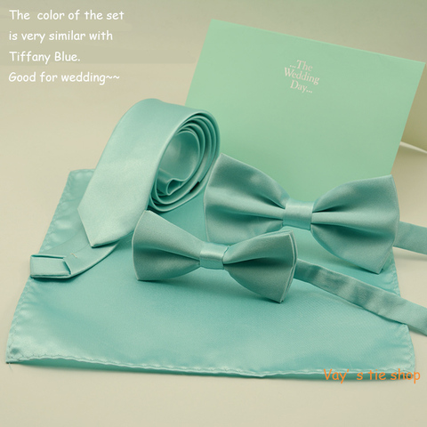 Corbata de arco verde menta para hombre, corbata fina, conjunto de pañuelo, pajarita, corbata ► Foto 1/6
