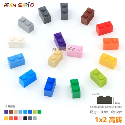25 unids/lote DIY bloques de construcción ladrillos de 1X2 educativo conjunto juguetes de construcción para talla para niños compatibles con lego. ► Foto 1/6