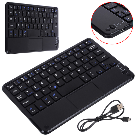 Pohiks-teclado portátil inalámbrico con bluetooth 3,0, dispositivo con panel táctil para Tablet, portátil, Smartphone, sistema Android Windows, 1 unidad ► Foto 1/6