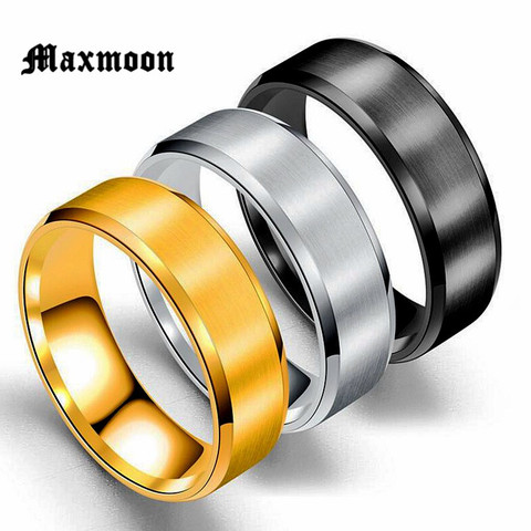 Maxmoon Metal acero inoxidable anillos anchos deportes masculinos hombres simples anillo de joyería de plata glod verano negocio al por mayor regalo del muchacho ► Foto 1/6