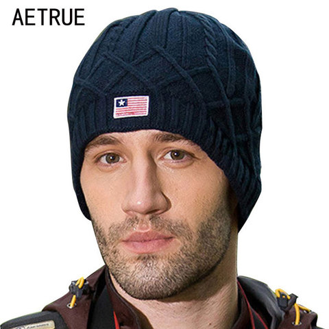 Skullies-gorro boina tejida para hombre, gorros de invierno, gorro de lana a rayas, pasamontañas suave ► Foto 1/6