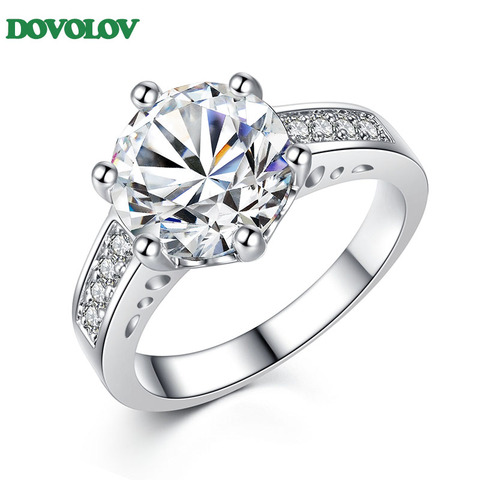 Dovolov moda elegante con carácter anillo de boda joyería encantadora claro rodio auténtico en las mujeres accesorio D3 ► Foto 1/5