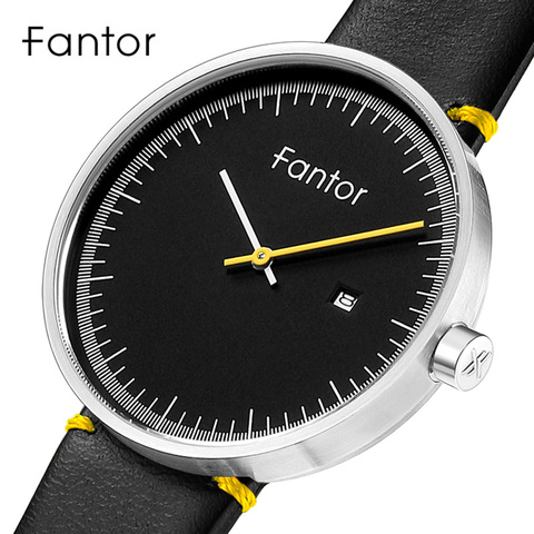 Fantor-reloj ultrafino minimalista para hombre, de cuero, de pulsera, informal, con fecha Simple, de cuarzo ► Foto 1/6