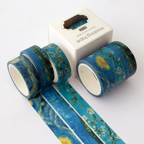 Paquete de 3 unidades, conjunto de cintas clásicas de Van Gogh Washi, cinta adhesiva de cielo estrellado, etiqueta adhesiva DIY para álbum de recortes ► Foto 1/1