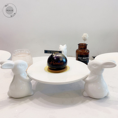 Plato de conejo de cerámica para cena, bandeja decorativa de porcelana para pastel ► Foto 1/6