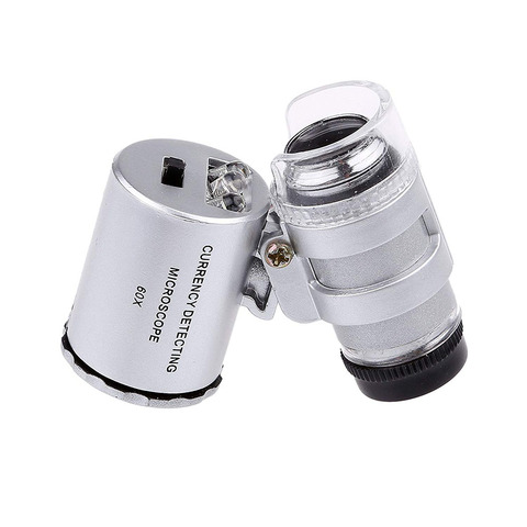Mini lupa de lupa iluminada para joyería, microscopio de 60x, 3 LED con luz UV ► Foto 1/6
