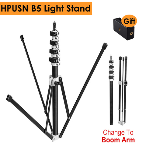 HPUSN-Soporte de luz plegable B5 de 210cm, trípode plegable portátil de Metal de 6,9 pies, brazo de soporte de 5 secciones para carga de luz Flash de estudio de 3KG ► Foto 1/5