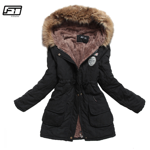 Chaqueta de invierno firaylor, Parka gruesa y cálida con capucha para Mujer, abrigo largo acolchado de algodón para Mujer, chaqueta ajustada de talla grande 3xl para Mujer, párrafo de talla grande ► Foto 1/6