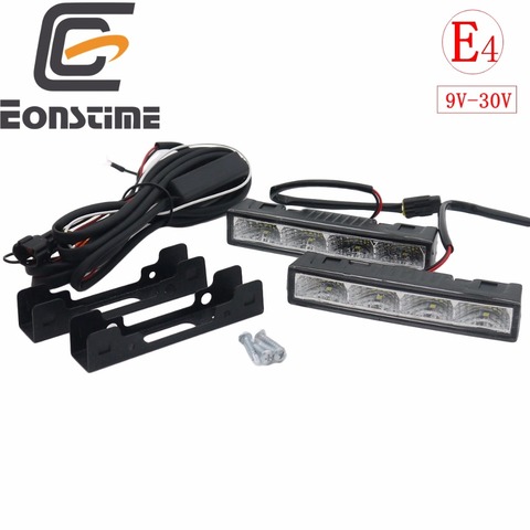 Eonstime 2cps 12 V/24 V luces LED de conducción diurna DRL 6000 K Ultra bajo consumo de energía 4LED 5050 ABS + arnés de Host ► Foto 1/6