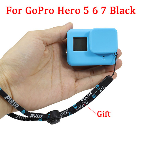 Para los accesorios de GoPro Cámara de Acción caso protector de la piel de la caja de silicona + tapa de objetivo para ir Pro Hero 5 5 5 6 6 7 héroe negro Cámara ► Foto 1/6