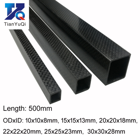 TianYuQi-tubo cuadrado de fibra de carbono 3K, alta resistencia, longitud 500mm OD 10mm 15mm 20mm 22mm 25mm 30mm, superficie brillante, 1 Uds. ► Foto 1/5