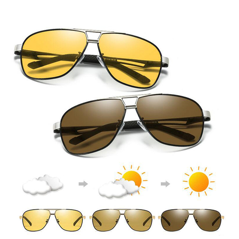 Gafas de sol fotocrómicas para hombre, gafas de sol polarizadas, gafas de visión nocturna de aviación Retro para hombre, gafas de camaleón ► Foto 1/6