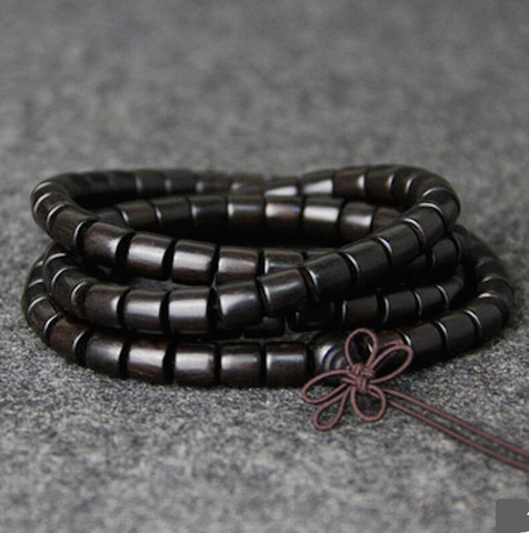 Pulsera de ébano Natural con cuentas de Buda para hombre y mujer, brazalete de cuentas de 108 multicapa, brazalete con abalorio negro, joyería Zen de madera ► Foto 1/6