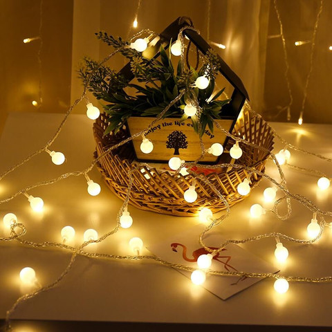 Tira de luces LED en forma de bola, guirnalda de hadas de 1,5 M, 3M, 6M, impermeable para árbol de Navidad, boda, decoración interior del hogar, alimentada por batería, novedad ► Foto 1/6