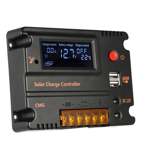 Regulador de carga Solar 20A regulador de batería del Panel Solar interruptor automático Controlador Solar compensación de temperatura 12 V/24 V ► Foto 1/6