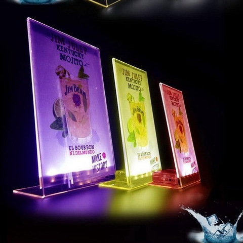 Barra de luz LED en forma de L para restaurante, herramientas de bar KTV, hotel, tarjeta de menú, pantalla LED transparente, soporte de menú ► Foto 1/1