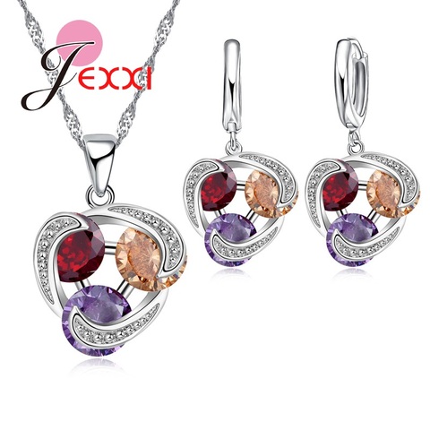 Conjunto de joyas de plata de ley 925 con colgante de cristal de Zirconia cúbica, pendientes para la Boda nupcial, regalo, ropa de fiesta ► Foto 1/5