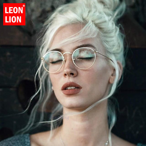 LeonLion 2022 espejo Gafas De Sol De Metal Vintage mujeres De diseñador De marca plana redonda Gafas UV400 Street Beat Oculos Gafas De Sol ► Foto 1/6