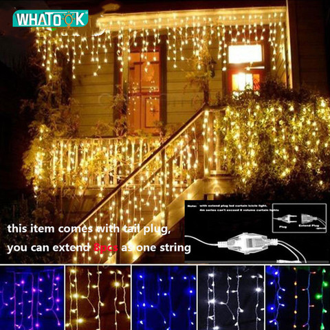 Guirnalda de Navidad LED cortina Icicle cadena luces 4,5 m 100 Leds interior caída fiesta jardín calle exterior decorativo Luz de hadas ► Foto 1/6