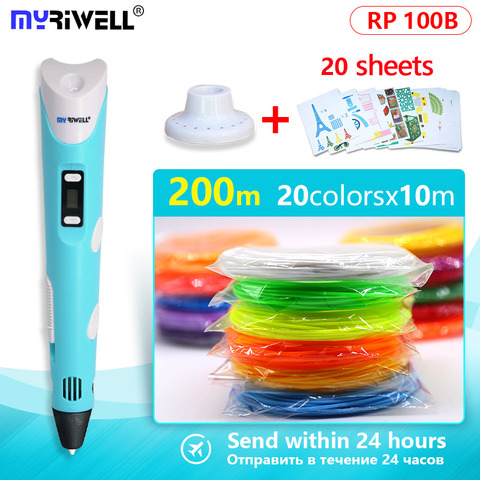 Myriwell-Bolígrafo 3D, 3d y 1,75mm, bolígrafos de dibujo ABS/PLA 3d + filamento gratis + soporte para bolígrafo 3d + plantilla 20 Uds. 2022 regalo de Navidad ► Foto 1/1