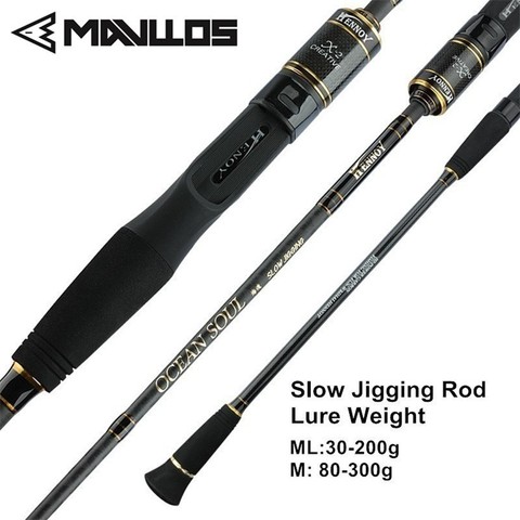 Mavllos 1.95 m ML/M Punta Lento Jigging Varilla Señuelo Peso 25-250g/100-350g Dos Secciones de Ultra Luz de la Pesca de Agua Salada Spinnning Varilla ► Foto 1/6