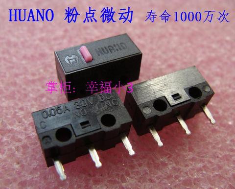 10 unids/lote 100% original HUANO mouse micro interruptor ratón botón vida 10 millones de contactos de plata punto rosa ► Foto 1/1