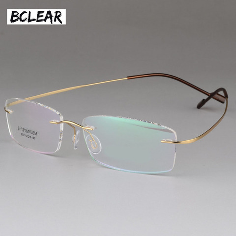 BCLEAR-Gafas de titanio puro Unisex, Marco óptico sin montura, de alta calidad, con memoria, sin marco, cómodas ► Foto 1/5