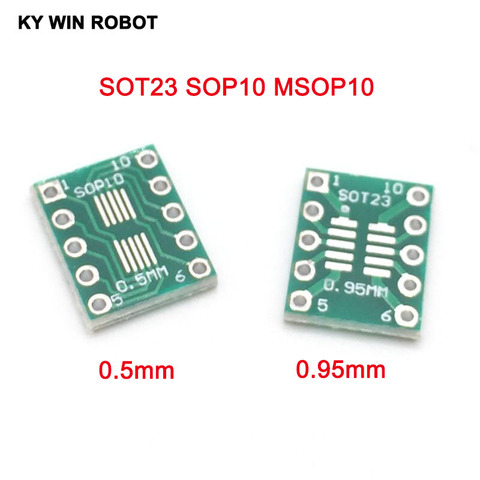 20 piezas SOT23 SOP10 MSOP10 Umax SOP23 a DIP10 Pinboard SMD a DIP plato adaptador 0,5mm/0,95mm a 2,54mm DIP Pin PCB Board Convert ► Foto 1/6