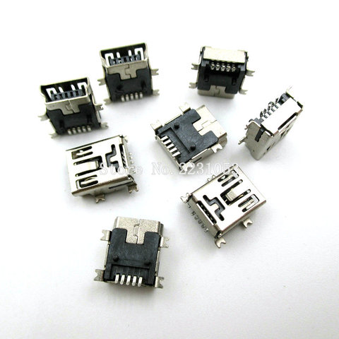 Mini USB de 5 pines, Conector de enchufe hembra de 4 pies para clavija de cargador móvil, 20 unids/lote ► Foto 1/2