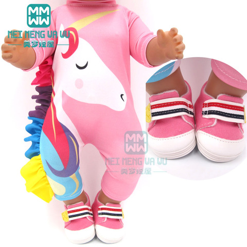 Ropa de muñeca de moda para juguetes de 43 cm Accesorios de muñeca recién nacido y muñeca americana unicornio traje de baño zapatos de bebé para muñeca ► Foto 1/6
