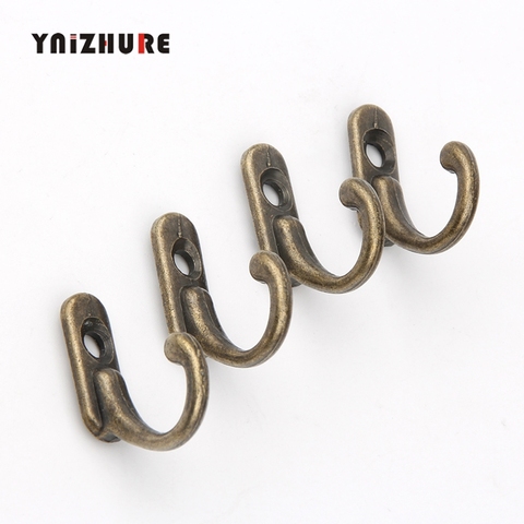 YNIZHURE-miniperchas de estilo antiguo, 28x22mm, 4 Uds., gancho de Metal y bronce, muebles decorativos, ganchos para bata montados en tablero de madera ► Foto 1/6