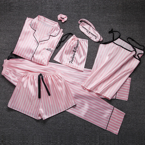 Conjunto de pijama elegante de seda para mujer, Conjunto de pijama