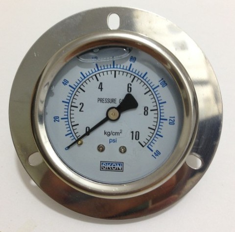 Manómetro de presión de latón YN60ZT de reborde frontal, manómetro de montaje trasero, a prueba de golpes, lleno de aceite, 2,5 