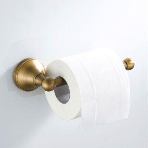 Soporte antiguo para rollo de papel higiénico, toallero de baño dorado, bronce, negro cromado, color blanco ► Foto 1/6