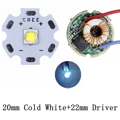 Cree XM-L2-Luz LED T6 XML2 T6 de 10W, 20mm, PCB blanco cálido, blanco neutro + 22mm, 5 modos, controlador de 3-12V para linterna de bricolaje ► Foto 1/6