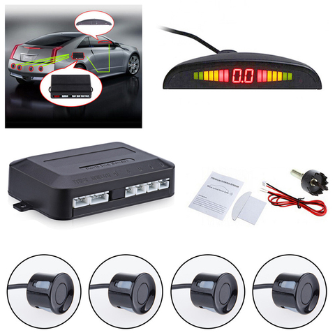 Sensor de estacionamiento con luz LED para coche, 4 sensores de marcha atrás, sistema de detección monitorizado con Radar de retroiluminación ► Foto 1/6