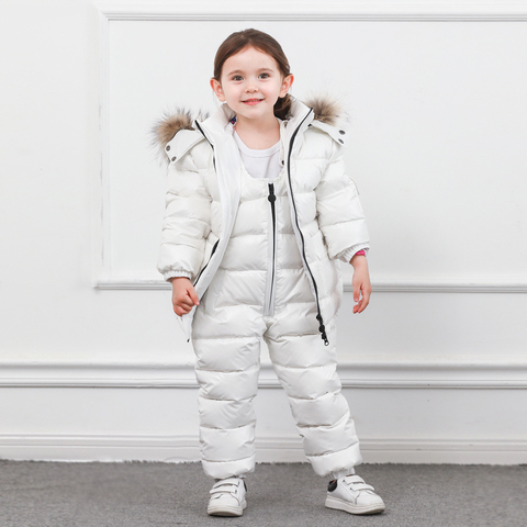 Winter Mono ropa de bebé ropa traje de nieve, chaqueta de pato hacia abajo