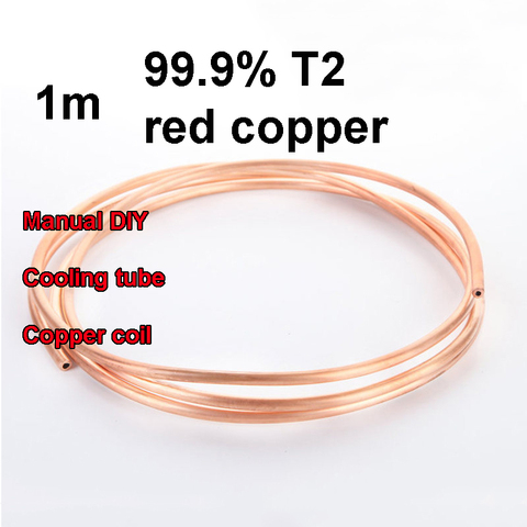 Tubo de cobre para aire acondicionado, bobina de cobre rojo T2 de 1m, 2/3/4/5/6/8/10/12/14/16mm, tubo suave de cobre 99.9% T2 para refrigeración DIY ► Foto 1/4
