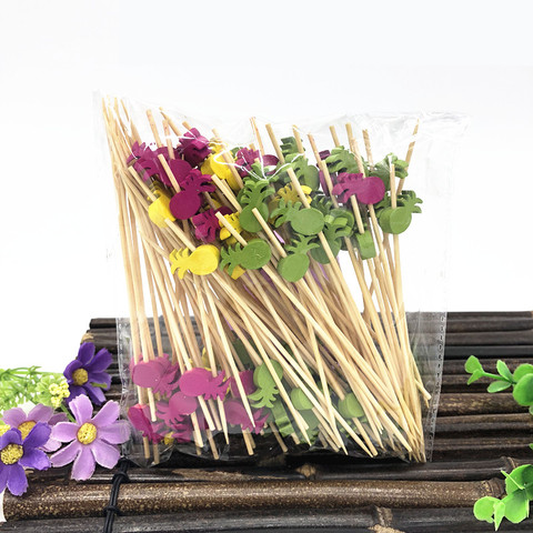 Tenedor para fruta en forma de palos para Buffet, magdalenas, tenedores de cóctel, decoraciones para Festival de boda y cumpleaños, 12cm, 100 Uds. ► Foto 1/6