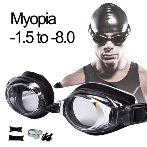 Gafas de natación miopía profesional Anti-niebla UV gafas de natación hombres mujeres Diopters de silicona natación deportes gafas funda opcional ► Foto 1/6