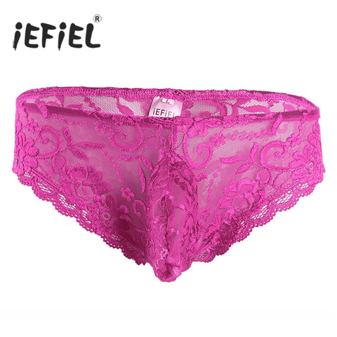 IEFiEL-Lencería de hombre de encaje Floral transparente, Sexy, suspensorio, ropa interior, Gay ► Foto 1/6