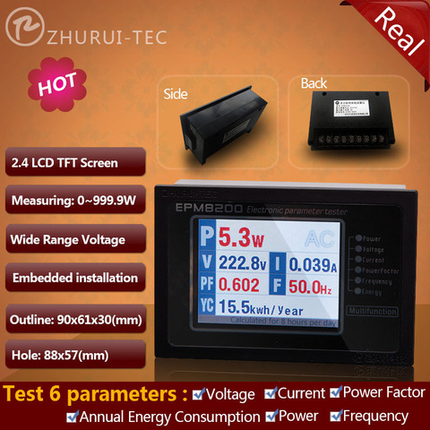 ZHURUI-Medidor de vatios EPM8200, medidor de vatios digital, kwh, factor de corriente de voltaje, 1000W, 4A, 110v, 220v ► Foto 1/1