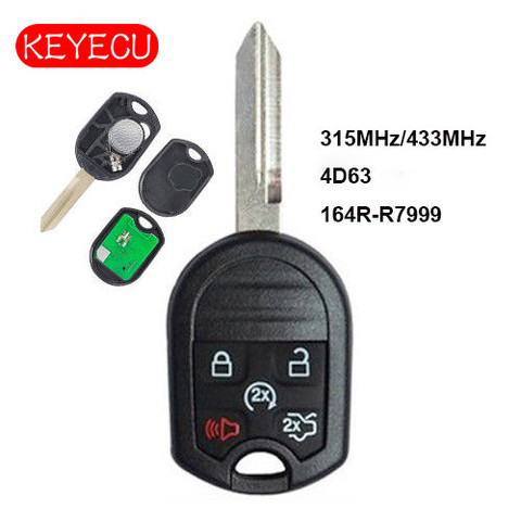 Keyecu-mando a distancia de 5 botones para coche, llave Fob de 315MHz/433MHz, 4D63, para Ford Flex, Explorer, Taurus, 2003-2012 ► Foto 1/5