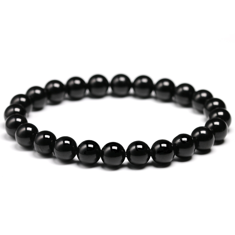 Turmalina negro Natural pulsera de 6 8mm 10 mm 12mm pulsera de perlas de piedra de Gema pulsera hombres Yoga energía hecho a mano regalo de las mujeres ► Foto 1/6