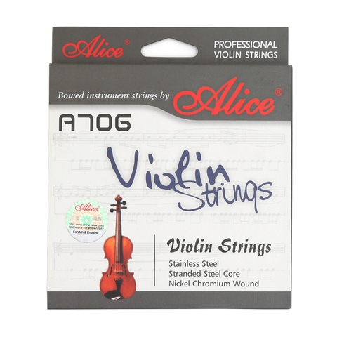 Alice-cuerdas de violín profesionales A706, núcleo de acero trenzado, acero inoxidable importado, conjunto para violín, tamaño 4/4, 3/4, 1/2, 1/4, 1/8 ► Foto 1/6