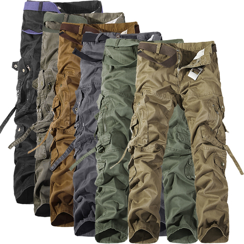 MIXCUBIC-Pantalones tácticos militares para hombre, pantalón holgado con múltiples bolsillos, color verde militar, para primavera y otoño, 28 a 42, 2022 ► Foto 1/1