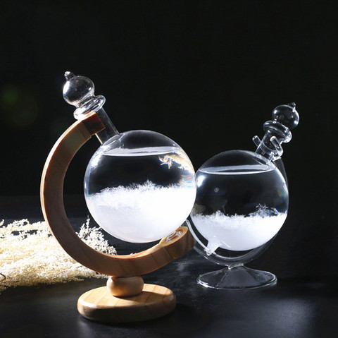 Botella de cristal con forma de globo para decoración del hogar y oficina, barómetro de cristal con forma de globo para predicción meteorológica, regalo de cumpleaños ► Foto 1/4