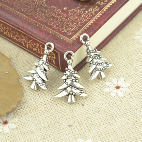 30 Uds de aleación de plata plateada del Tíbet adornos para árbol de Navidad colgantes para fabricación de joyería DIY hecho a mano artesanía 21*14mm Q206 ► Foto 1/2